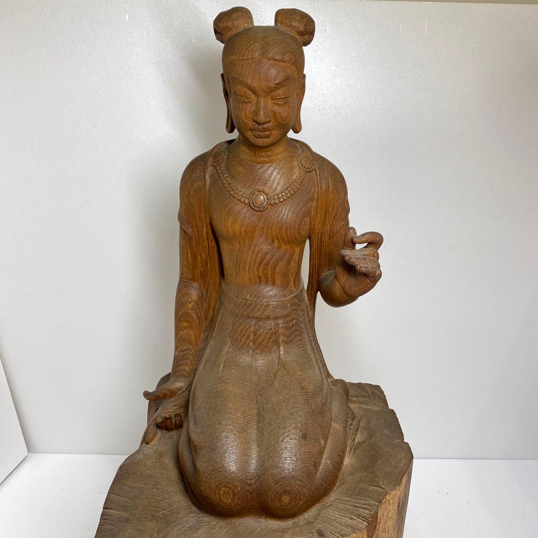 森山朝光作　木彫　弥勤　高さ約57.5㎝　チヒオニ　東さ8-0104☆2F