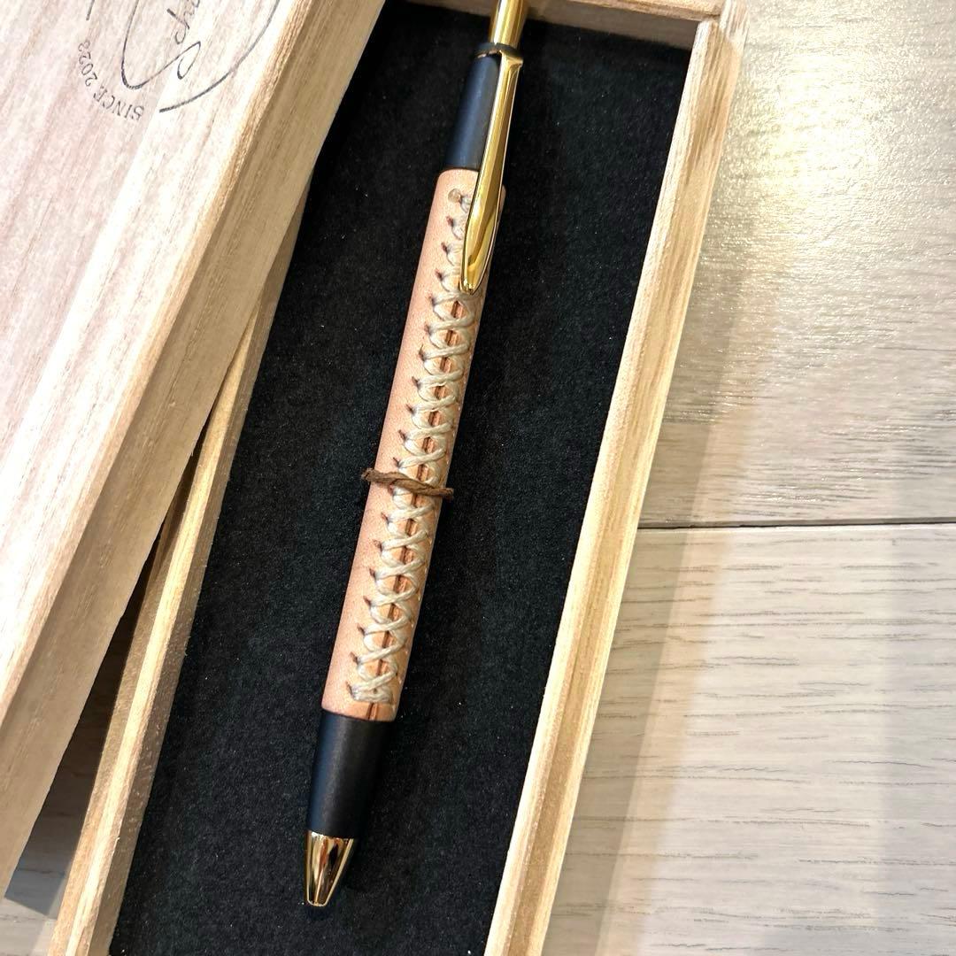 新品✨シックザール 一生モノ✨革軸ペン ヌメ革 ナチュラル シャーペン