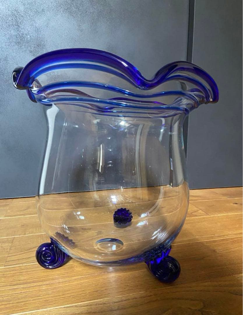 猫脚硝子　アンティーク　金魚鉢　レトロ ガラス製メダカ鉢・水槽