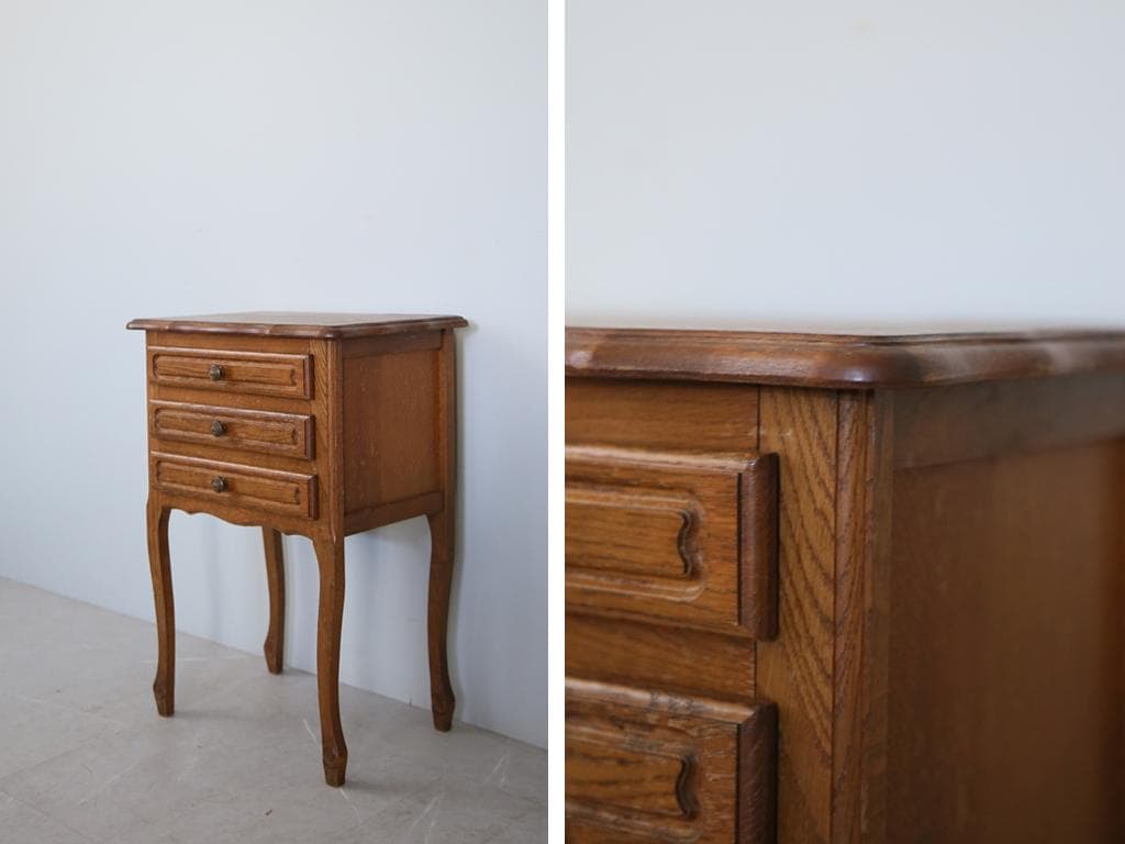 フランスアンティーク木製ベッドサイドキャビネット/ナイトテーブル90-143-1