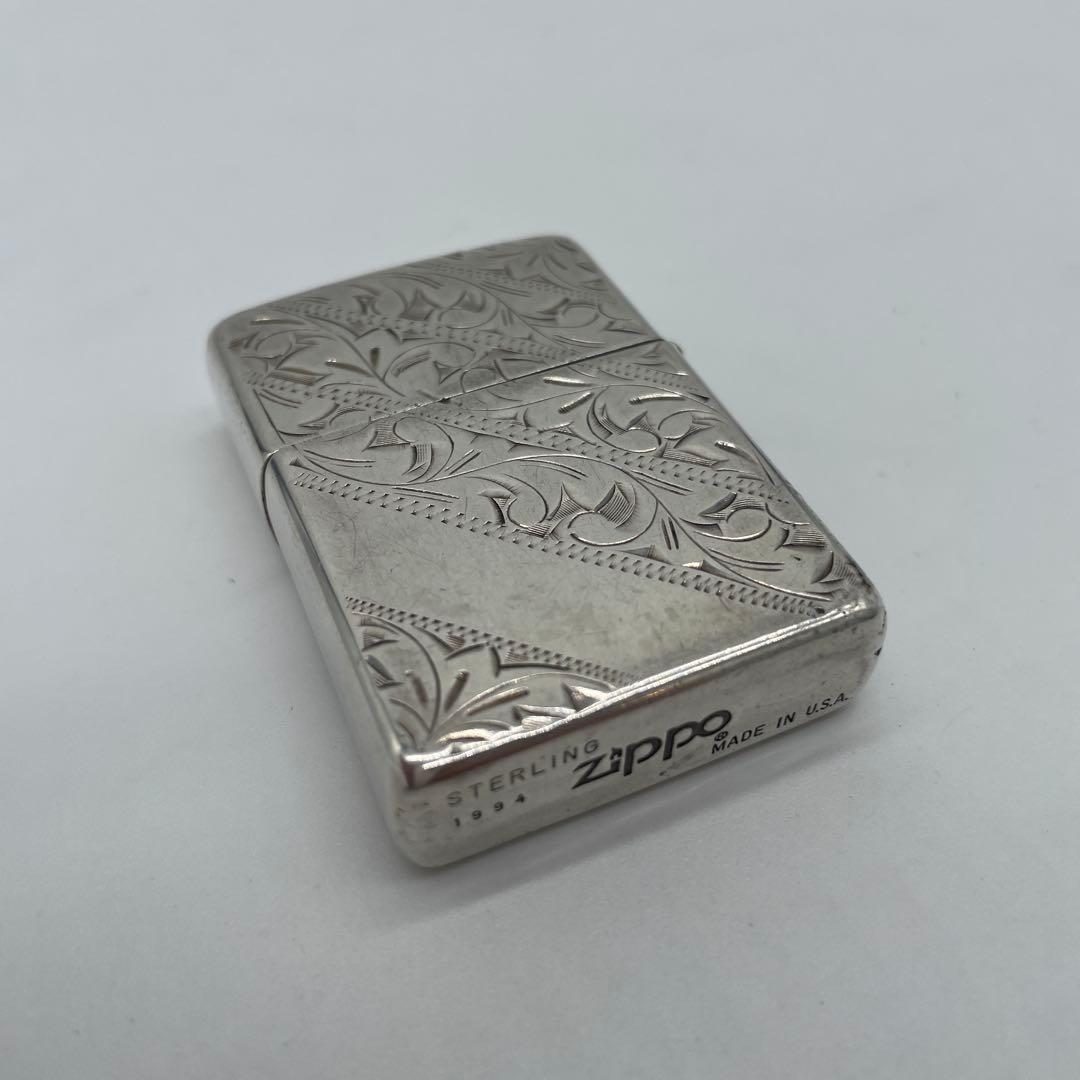 純銀　ZIPPO 33g ジッポー ライター SILVER 彫刻　中古