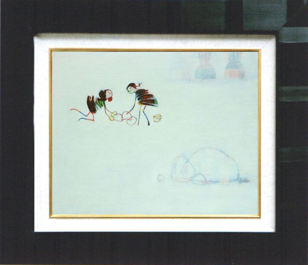 油絵 菅家令子 絵 絵画 インテリア F4-081614 人物 可愛い蟻さんたち