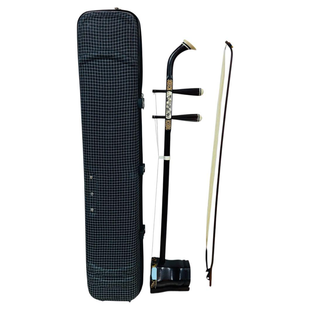 24時間以内発送 美品　蘇州　二胡　紅木　精品　万菊根制　蛇皮　ケース　弓