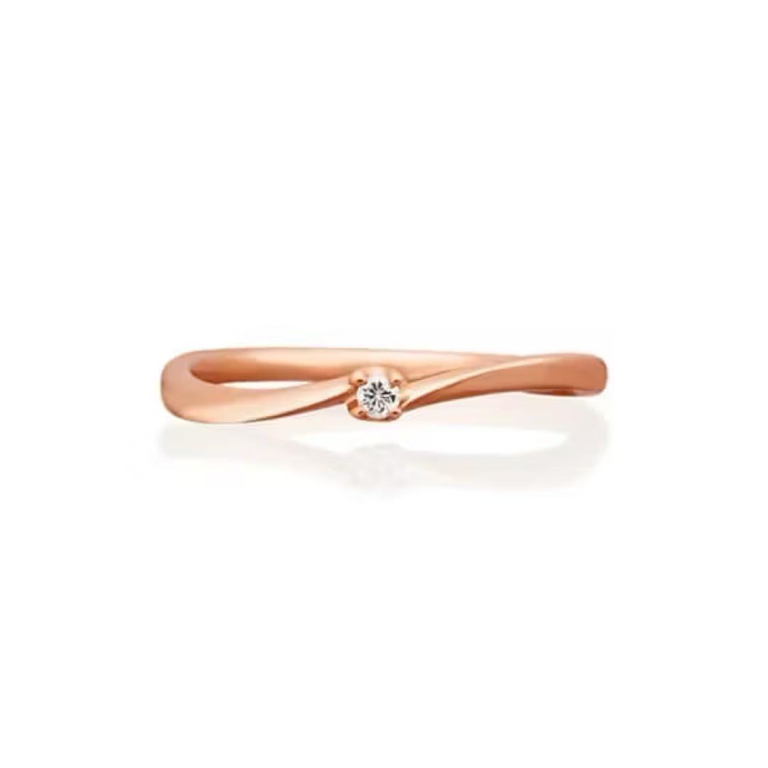 ピンキーリング　4℃ ダイヤ　ピンクゴールド　一粒ダイヤ
