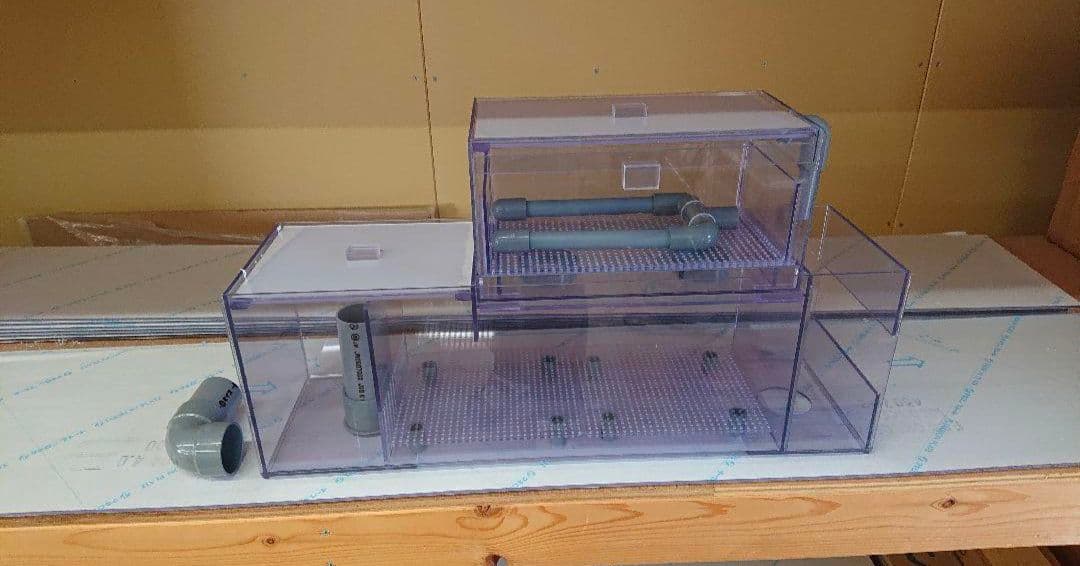 だーうち　60アクリル水槽用上部フィルター　コーナーカバー白　蓋一式