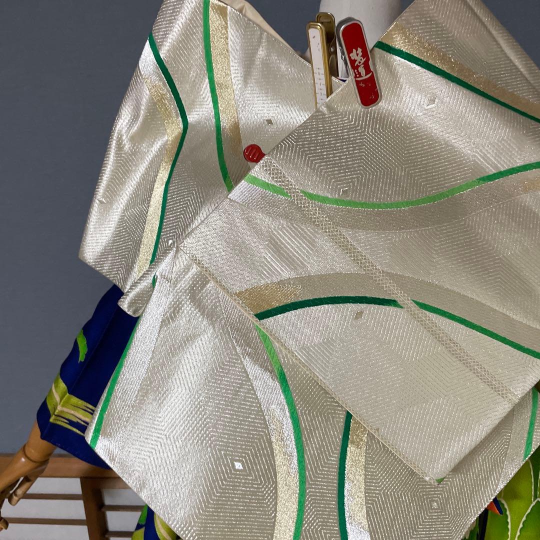 振袖フルセット　手描き友禅　ロイヤルブルーに更紗紋様が異邦人　成人式振袖　振袖