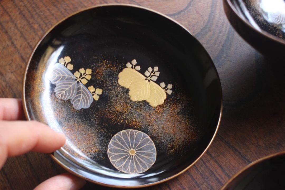 時代逸品！上質紅溜塗に極上高台寺蒔絵の美しいお椀2点（検加賀蒔絵吸物碗蒔絵椀