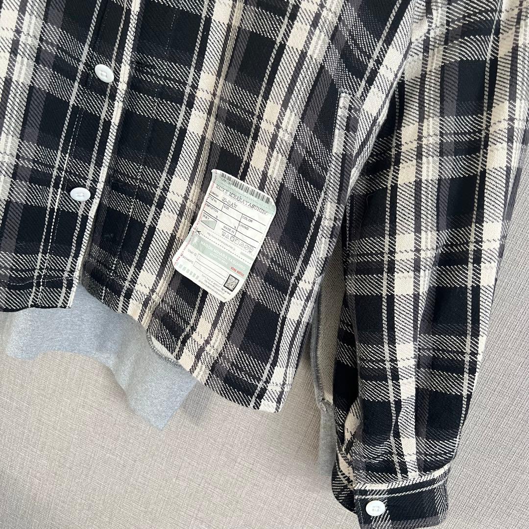 ミハラヤスヒロ パッチワーク ドッキング シャツジャケット チェック パーカー