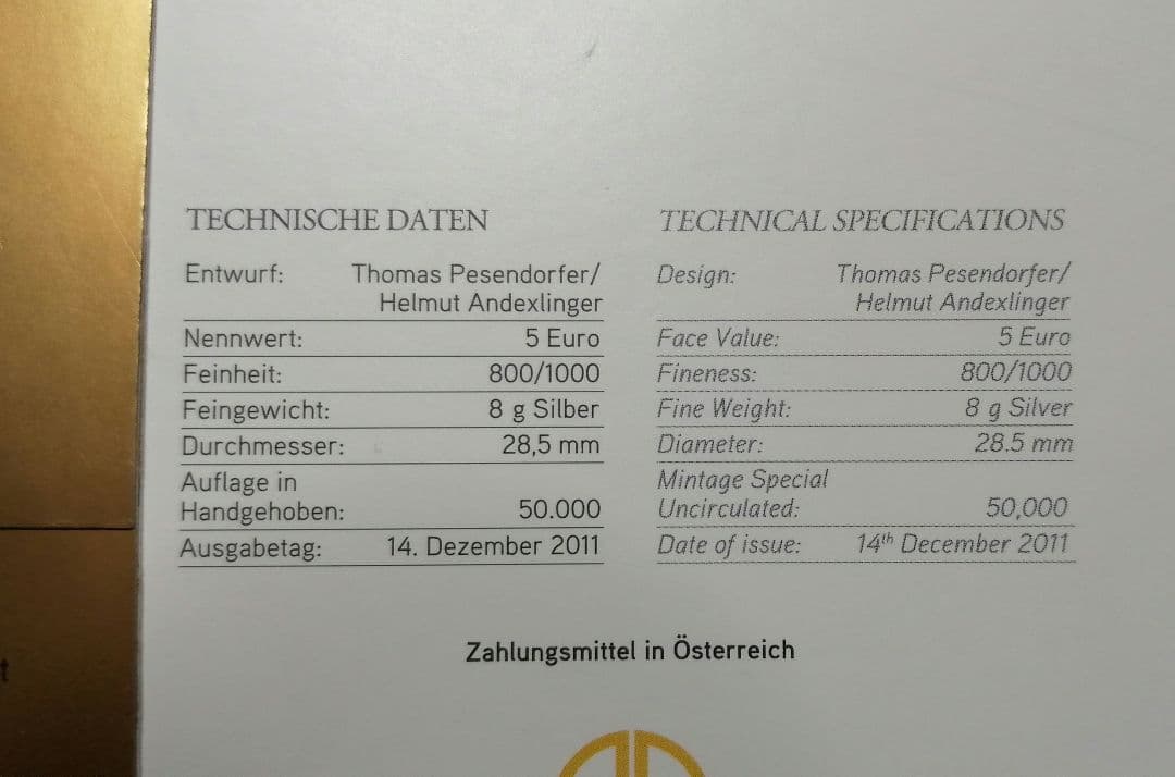 オーストリア記念銀貨。