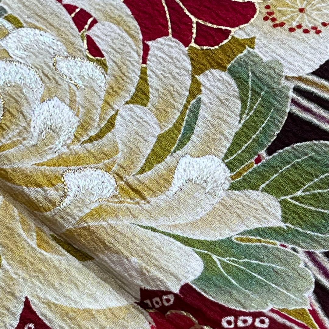 振袖　振り袖　成人式　フルセット　正絹　赤茶　赤　茶　絞り　牡丹　蝶　桜　花柄