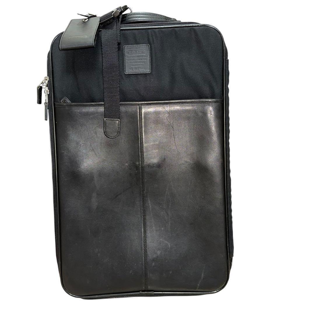 美品　COACH　095　キャリーバッグ　スーツバッグ　ブラック　PVC　レザー