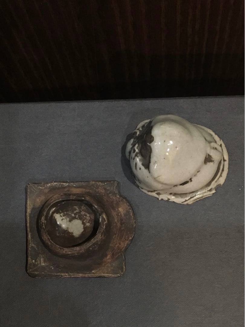 古　赤膚焼　お福香合