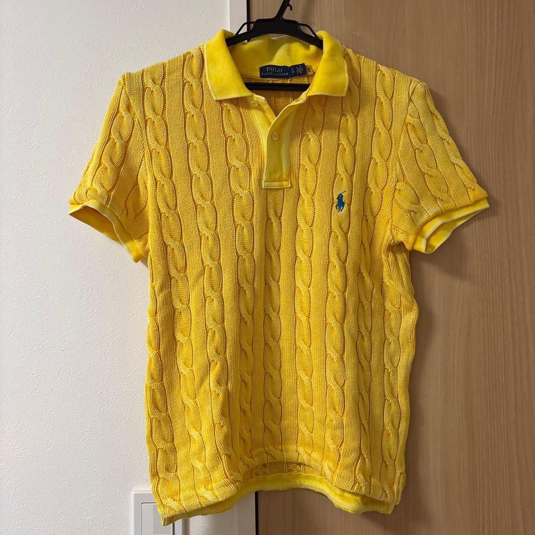 Polo Ralph Lauren ケーブルニットポロシャツ Lサイズ イエロー