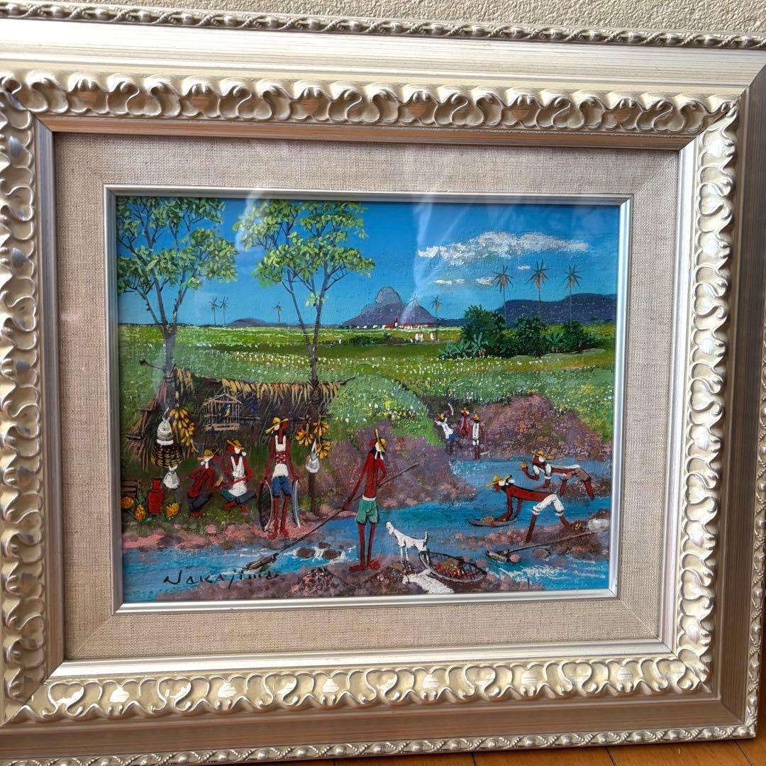 絵画 油彩 額装 油絵 中島岩雄　遺作　ブラジル　砂金