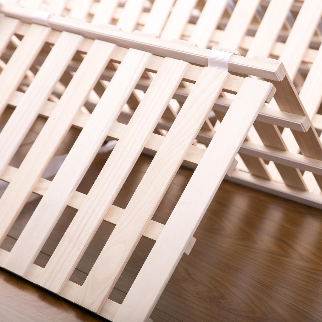 すのこベッド 折りたたみ ベッドフレーム 木製 セミダブル 4折桐木床 SD