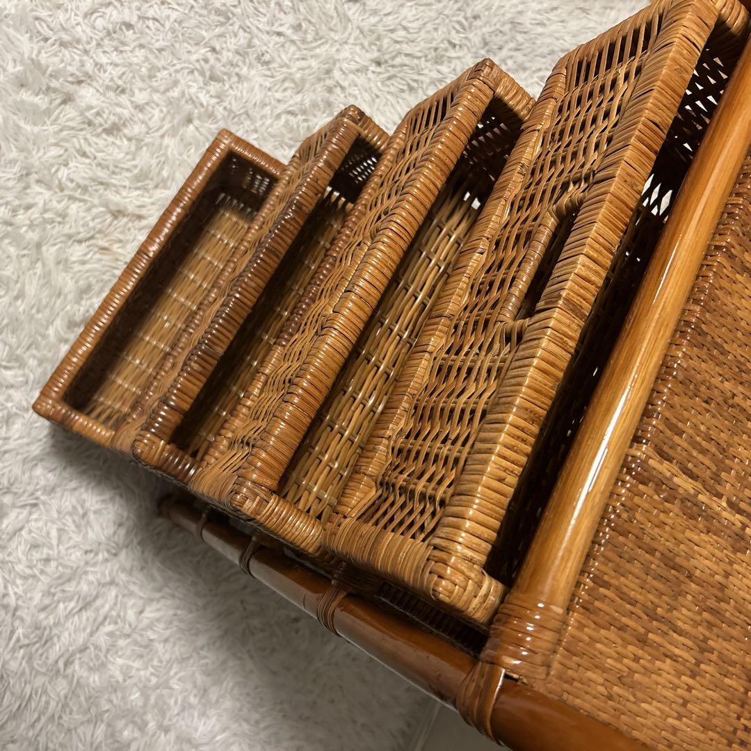 ラタンチェスト 4段 籐家具 ビンテージ　電話台　収納　ラタン　タンス　箪笥