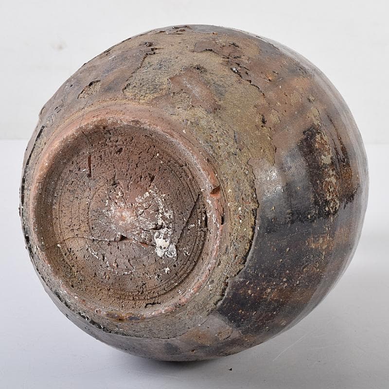 朝鮮美術　李朝　飴釉　碗口瓶　V　R8031B