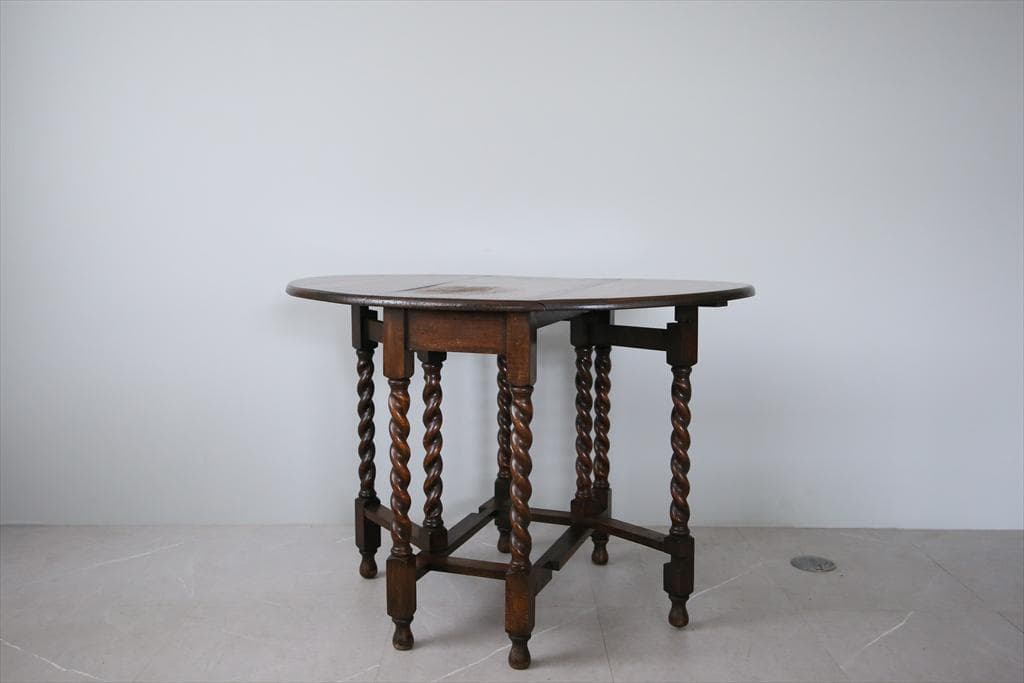 英国アンティーク木製ゲートレッグテーブル/ダイニング机バタフライ(87-126)