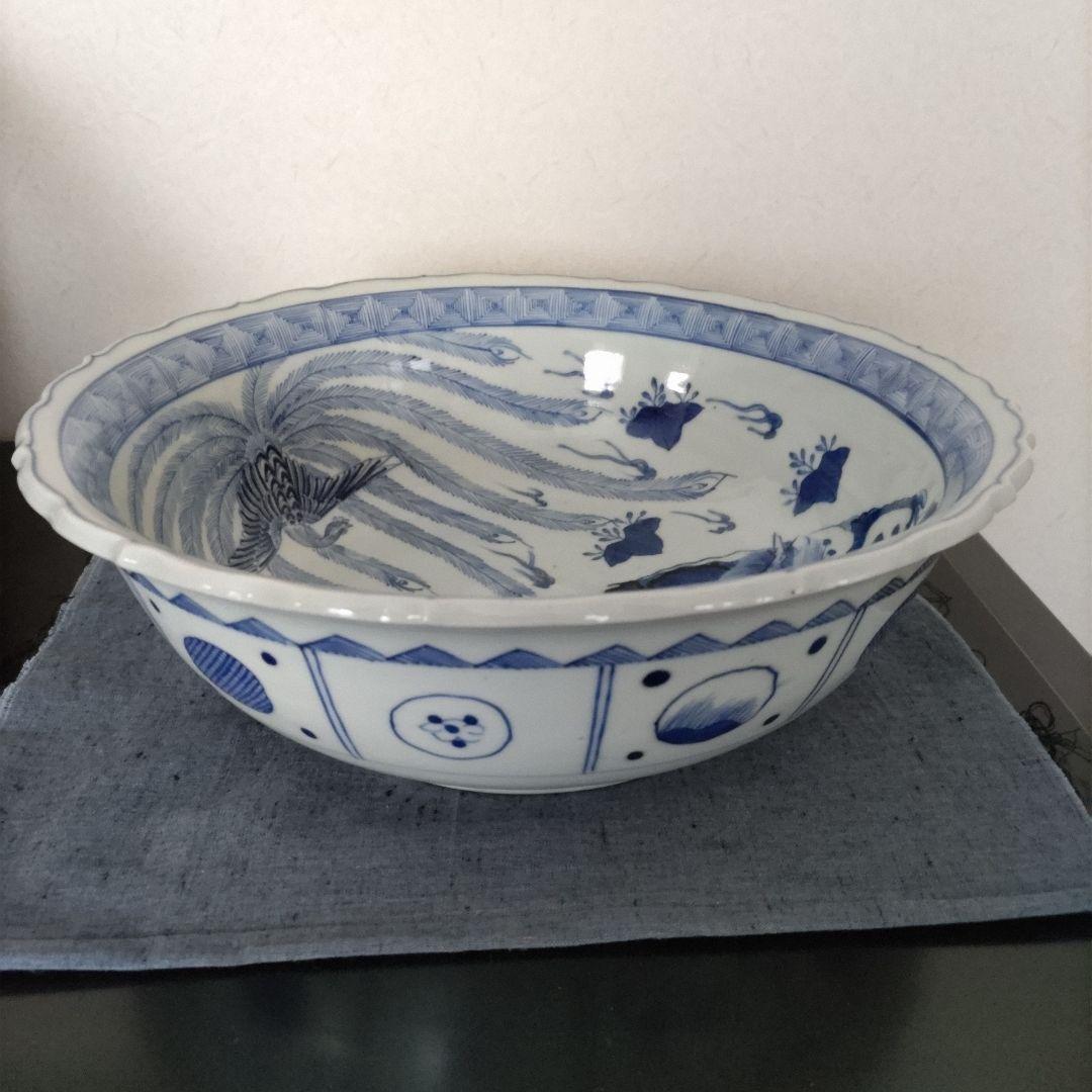 完品の美品　凄く大きい　 古伊万里　江戸期 大鉢　龍と鳳凰図