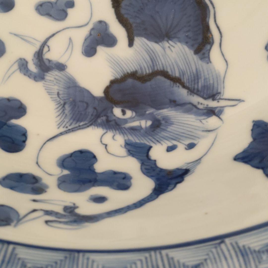 完品の美品　凄く大きい　 古伊万里　江戸期 大鉢　龍と鳳凰図