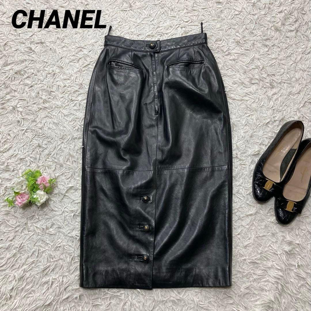 フランス製ヴィンテージ CHANEL BOUTIQUE シャネル レザースカート