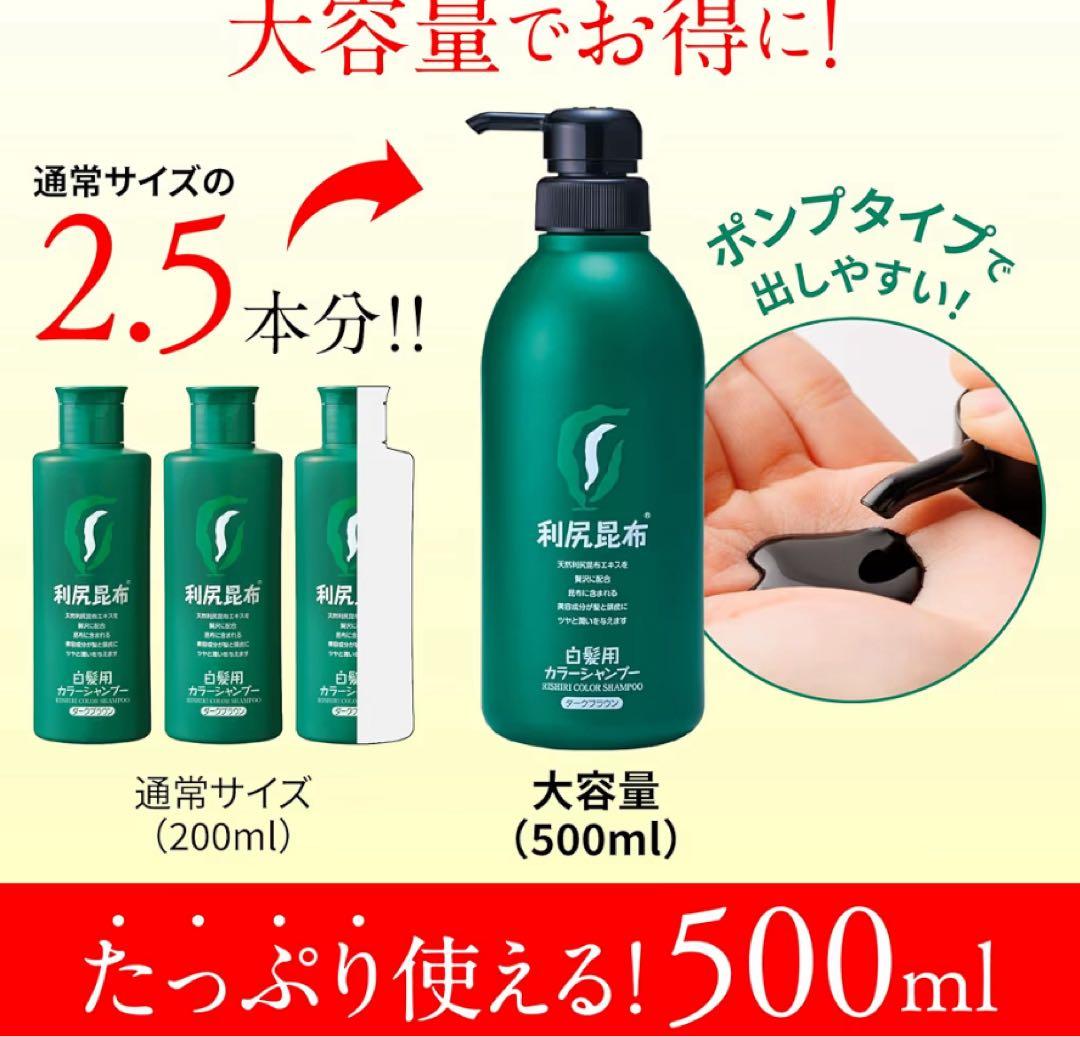 利尻昆布 白髪染め カラーシャンプー＆コンディショナーセット 500ml