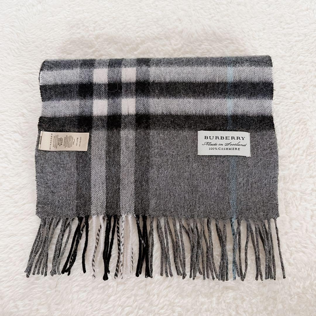 美品✨【バーバリー】カシミヤ100%ロングマフラー メガチェック ノバチェック