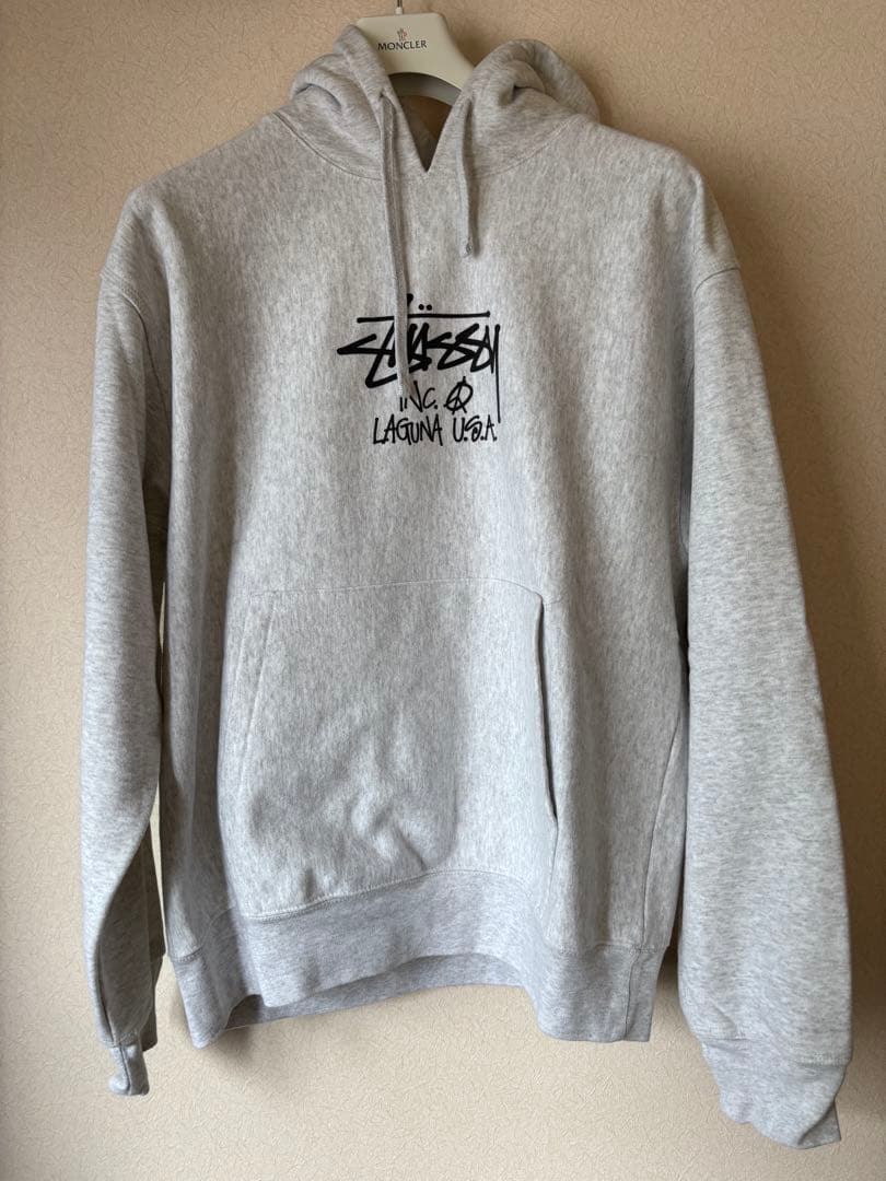 stussyステューシープルオーバーパーカー アッシュグレーヘビーウェイトL