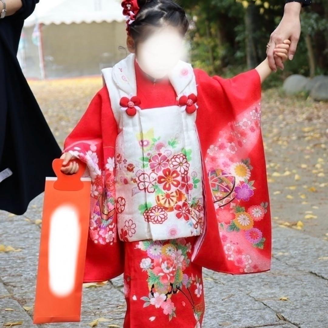 七五三　3歳　被布セット　京都花ひめ　着物未使用　着用画像あり
