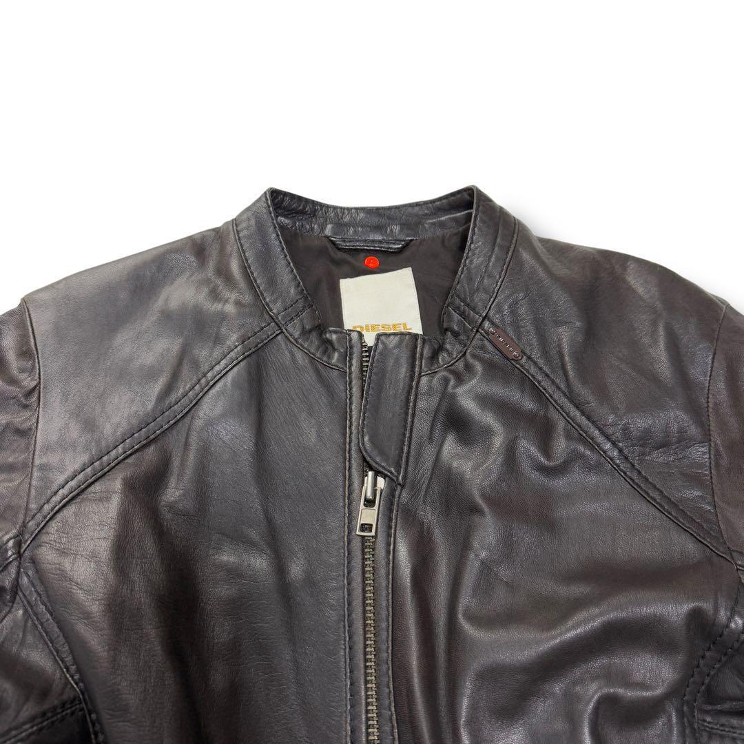 DIESEL 521 シングル ライダースジャケット ラムレザ 羊革 メンズ