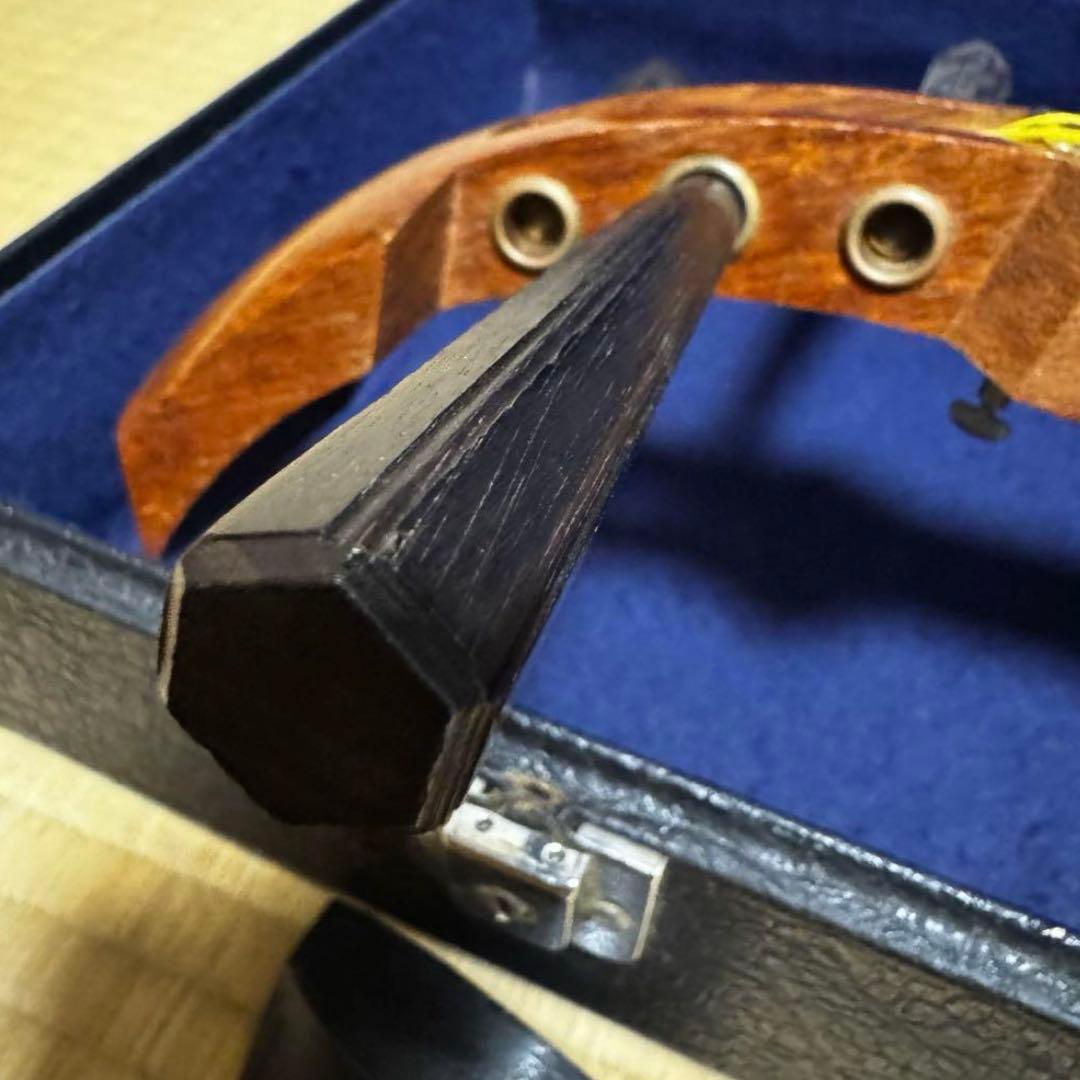 三味線　撥　ケース　3点セット　中棹　花梨　東さわり　破れ有り　初心者　入門