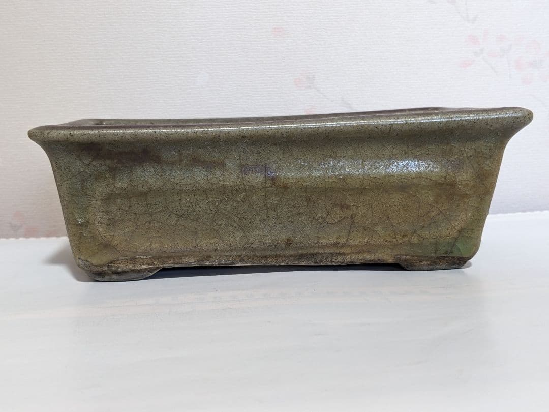 ♦中国古玩 長方形辰砂ミニ盆栽鉢 北京紫禁城 建福宮印 古美術品 骨董品