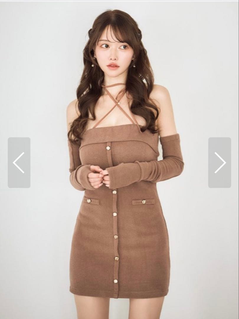 ROBE de FLEURS ブラウンタイトドレス