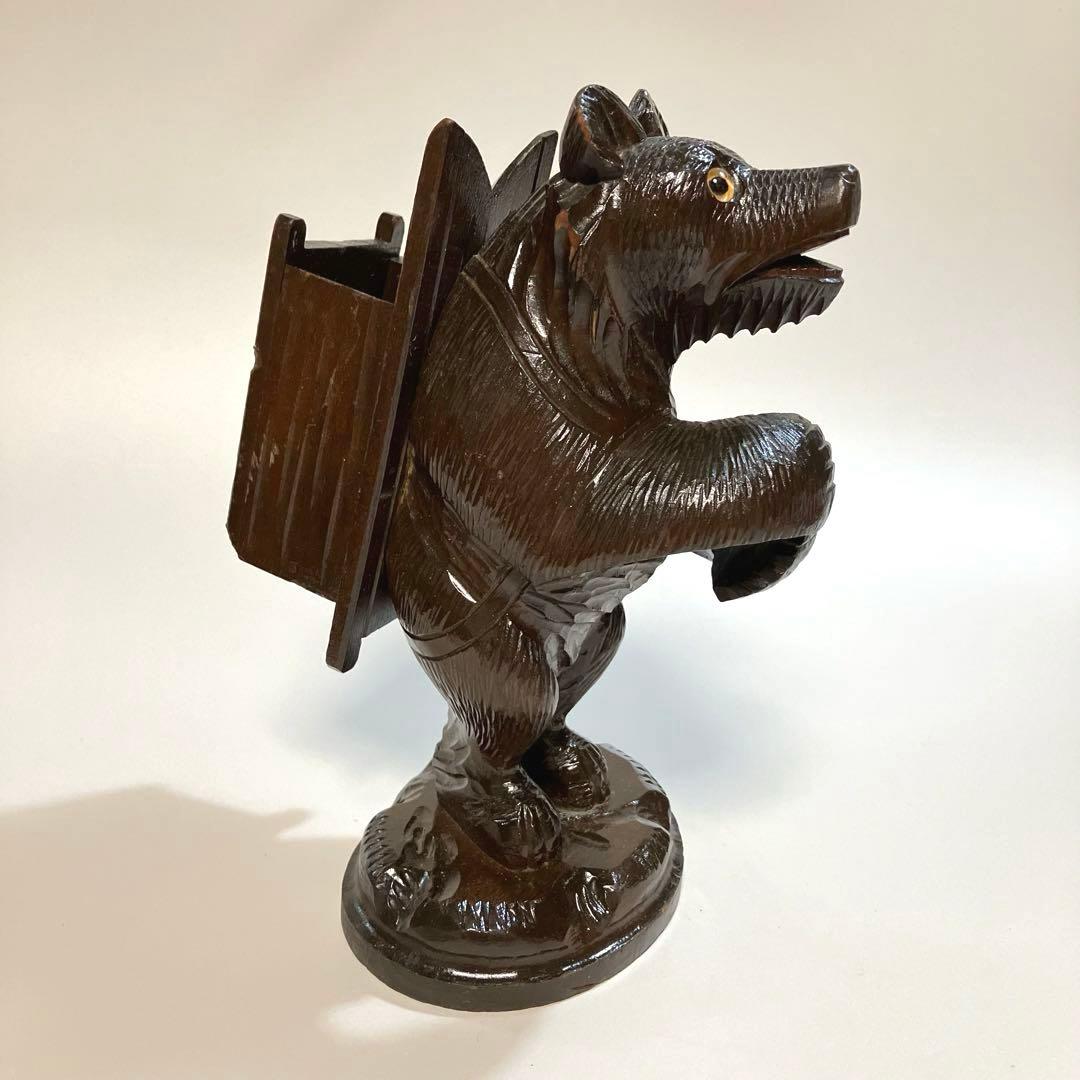 世界の民芸　スイス　ブリエンツ　木彫りの熊　木彫り熊　背負子　木彫熊　ブラシ入れ