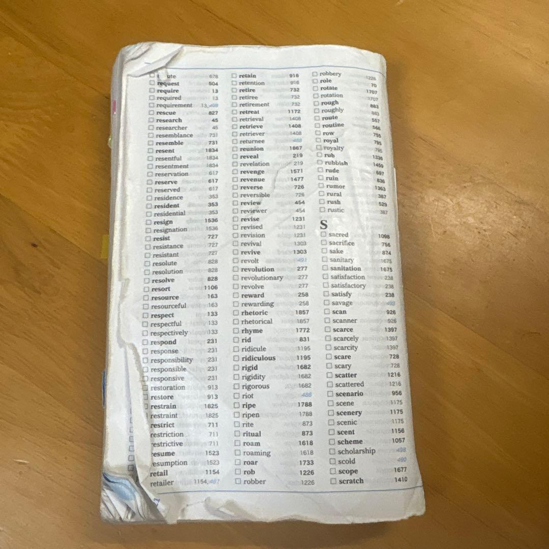 受験の思い出が詰まった単語帳