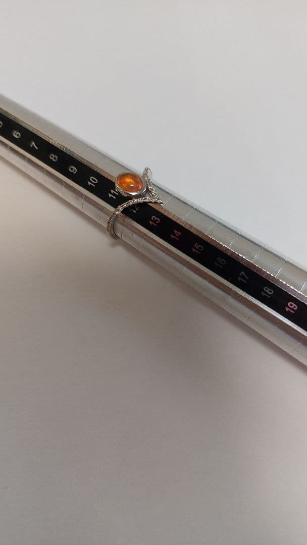 昼まで赤字！鑑別書PT900 ファイアオパール0.47ダイヤ0.13リング