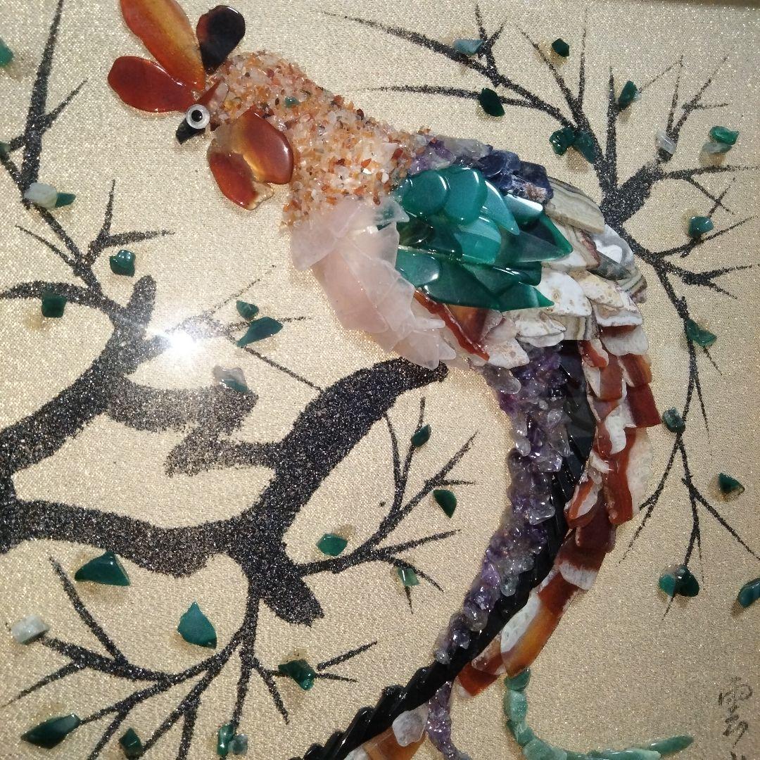 【宝石画】貴石画　雲雀作　アンティーク　レトロ　インテリア　絵