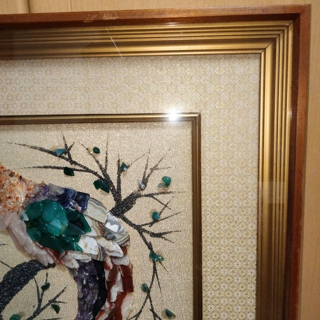 【宝石画】貴石画　雲雀作　アンティーク　レトロ　インテリア　絵