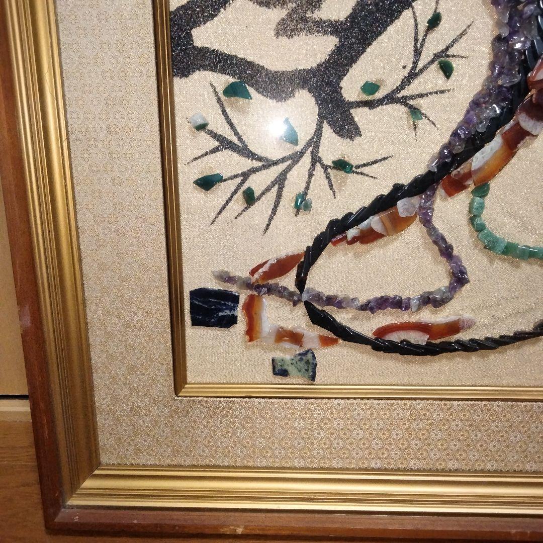 【宝石画】貴石画　雲雀作　アンティーク　レトロ　インテリア　絵