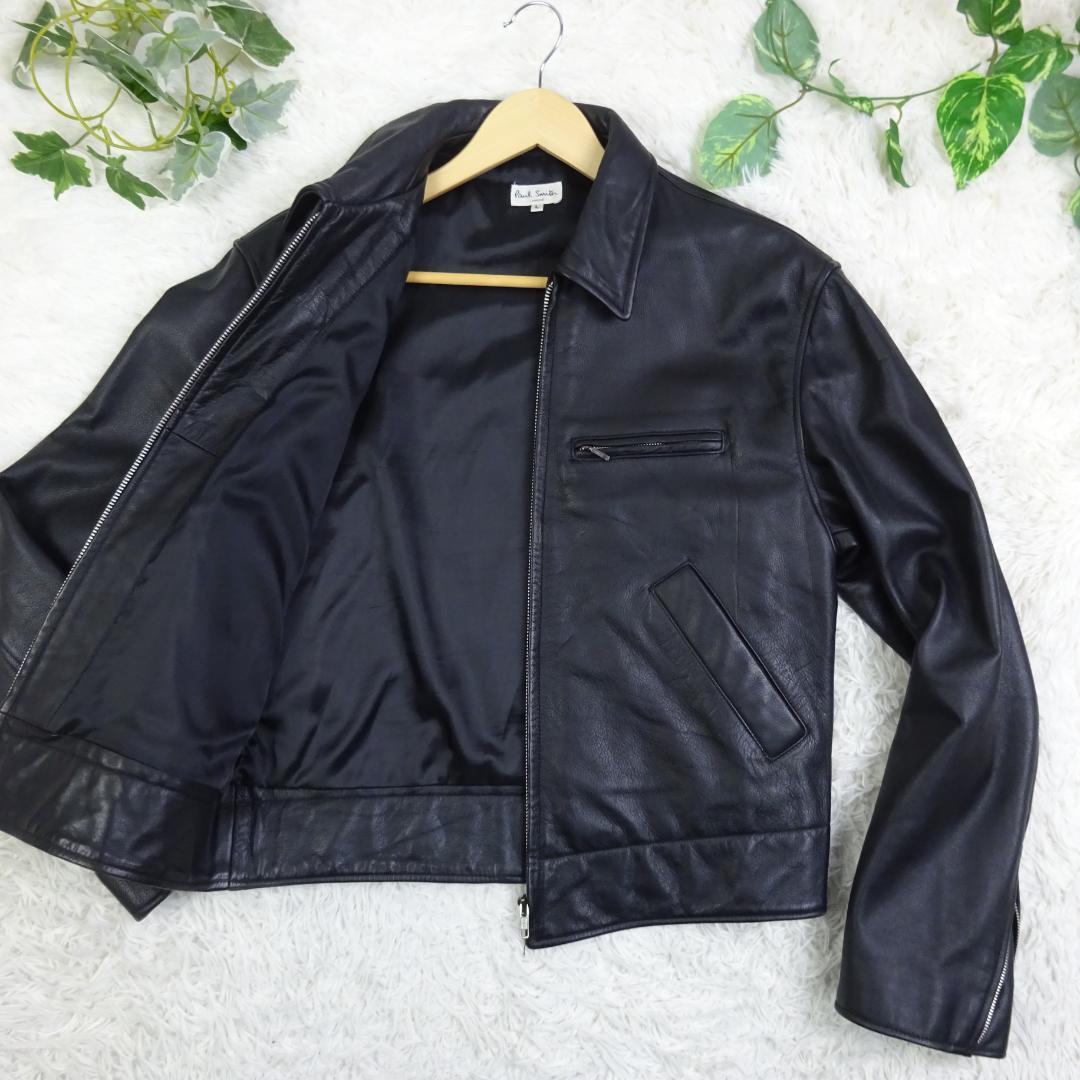 美品　ポールスミス　カウレザー　牛革　シングルライダース　L　ブラック