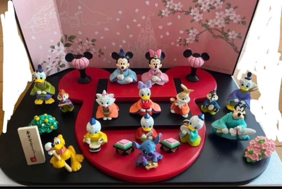 ディズニー 雛人形セット 桜背景付き
