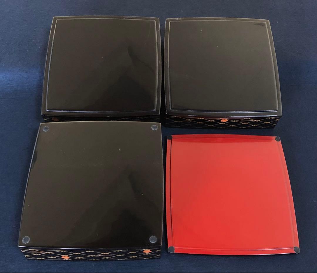 《R》輪島塗 沈金 三段重 重台 わじま龍作 共布 共箱 260109き2