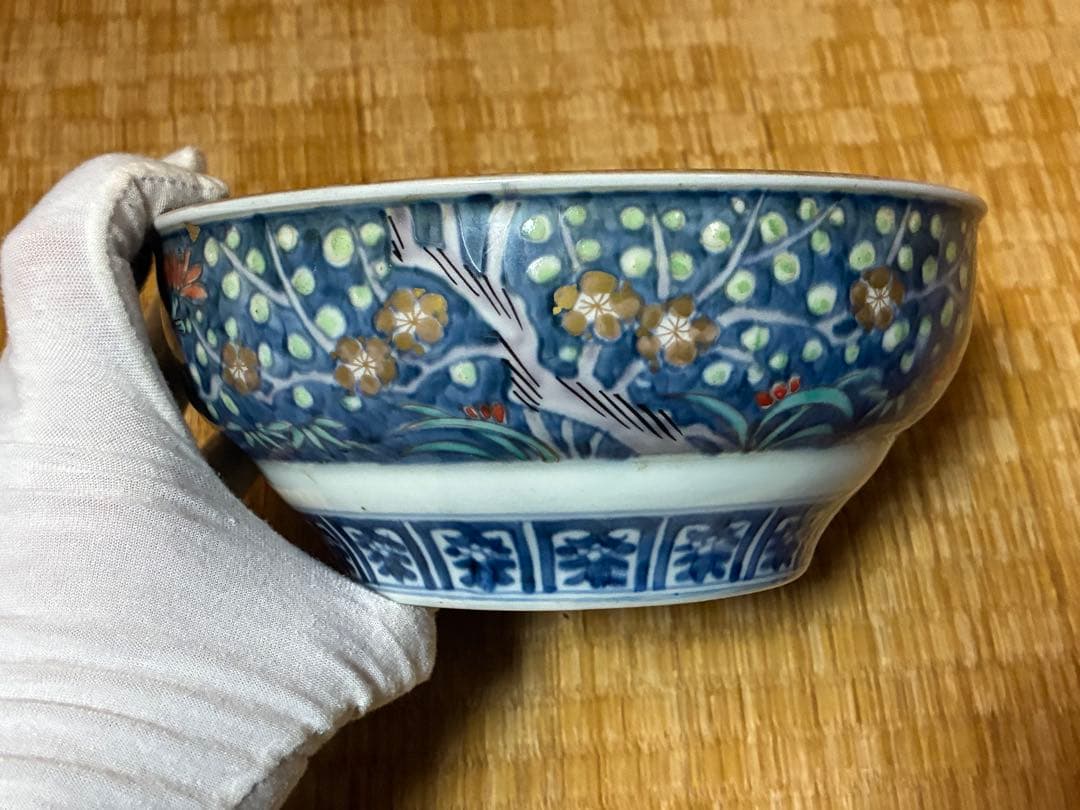 古伊万里 金彩 色絵 風景図 牡丹紋 深鉢 盛鉢 二点