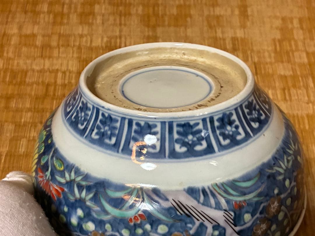 古伊万里 金彩 色絵 風景図 牡丹紋 深鉢 盛鉢 二点