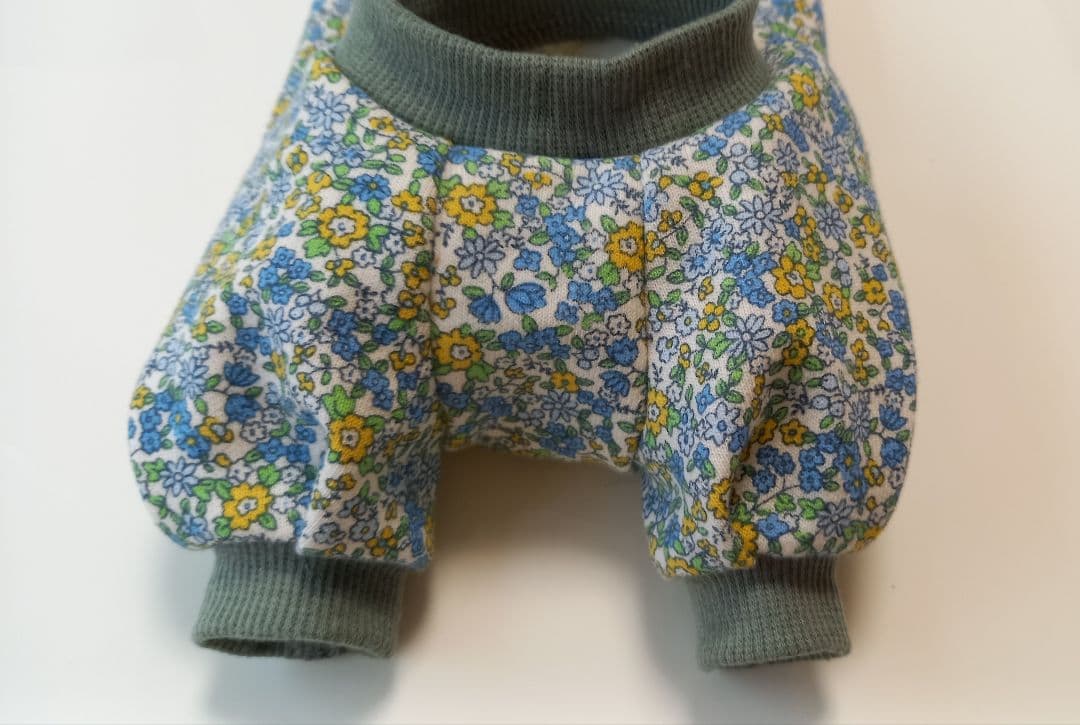 青系小花柄　　ミニ裏毛