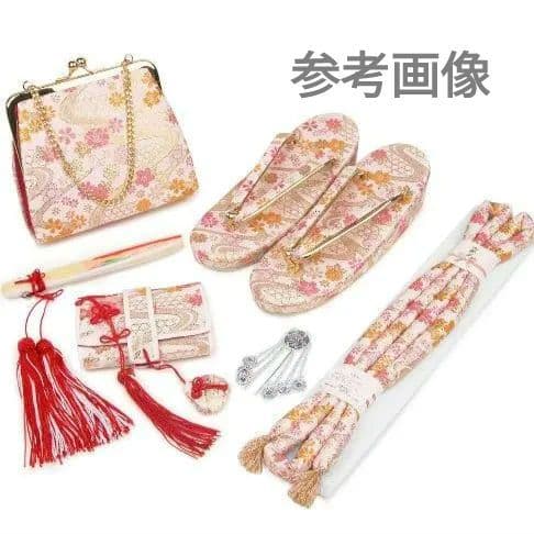 【7歳】七五三 はこせこセット 流水 小花 ホワイト ピンク系 日本製