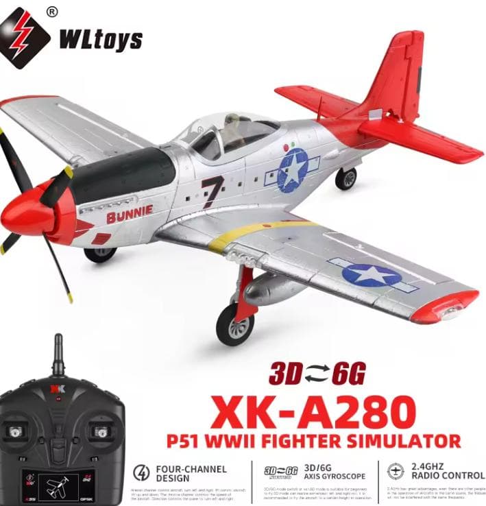 WLtoys XK A280 RC 飛行機 2.4 グラム 4CH P51