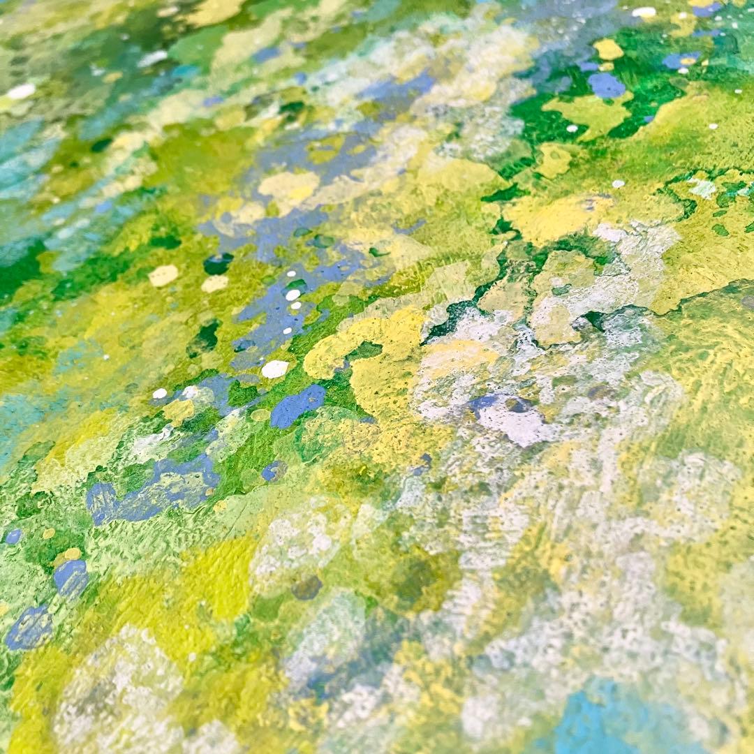 こもれび＊大きめ12号キャンバス　絵画　原画　自然　森　新緑　テクスチャーアート