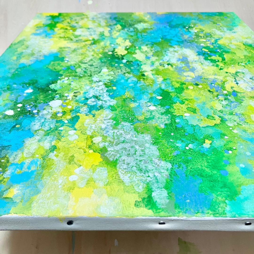 こもれび＊大きめ12号キャンバス　絵画　原画　自然　森　新緑　テクスチャーアート