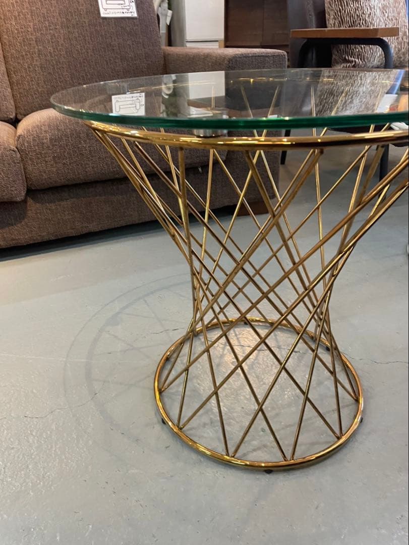 Francfranc マーリア サイドテーブル （クリア×ゴールド